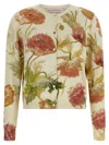 Carolina Herrera Floral Print Cardigan Sweaters And Cardigans White In Multi