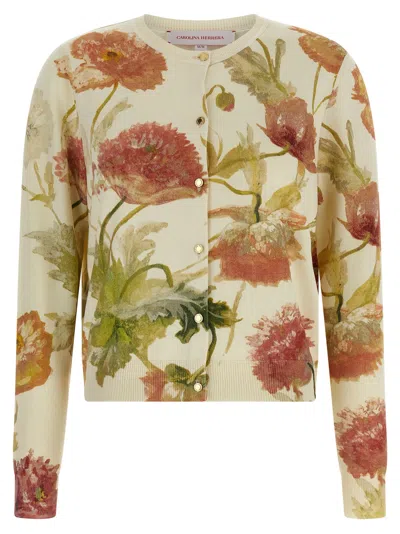 Carolina Herrera Floral Silk-blend Cardigan In Multi