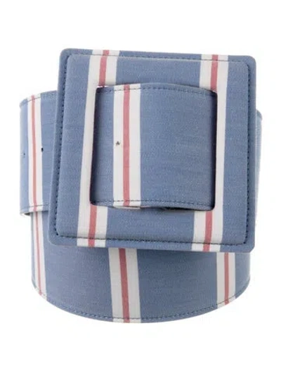 Pre-owned Carolina Herrera Wide Canvas Waist Belt In Blue