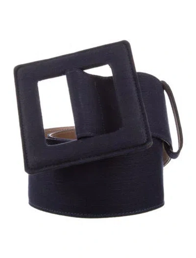 Pre-owned Carolina Herrera Wide Canvas Waist Belt In Blue