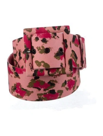 Pre-owned Carolina Herrera Wide Canvas Waist Belt In Pink
