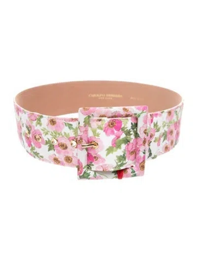 Pre-owned Carolina Herrera Wide Canvas Waist Belt W/ Tags In Pink
