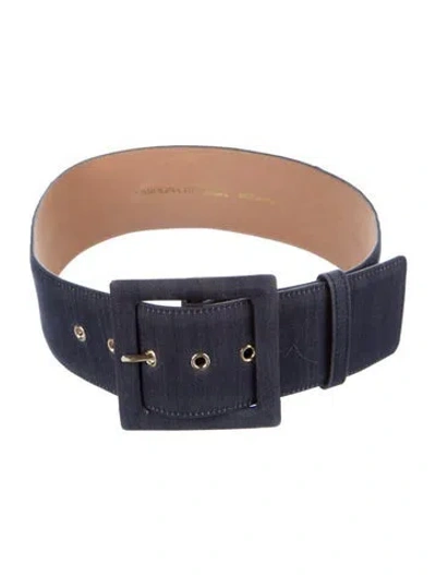 Pre-owned Carolina Herrera Wide Denim Waist Belt In Blue
