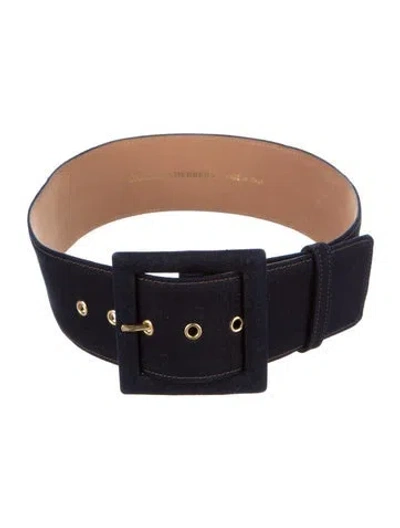 Pre-owned Carolina Herrera Wide Denim Waist Belt In Blue