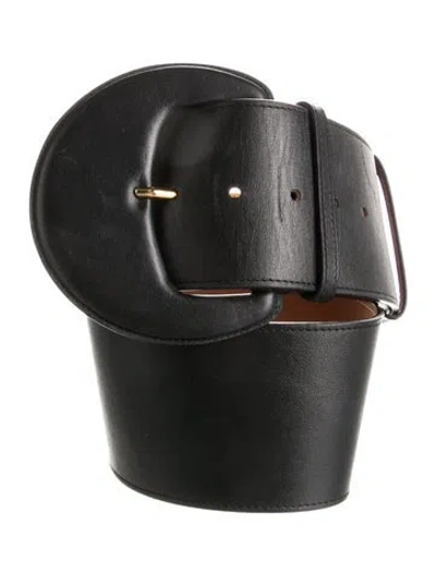 Pre-owned Carolina Herrera Wide Leather Belt In Black