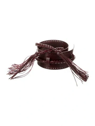 Pre-owned Carolina Herrera Wide Leather Belt In Burgundy
