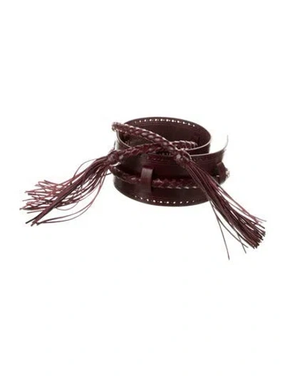 Pre-owned Carolina Herrera Wide Leather Belt In Burgundy