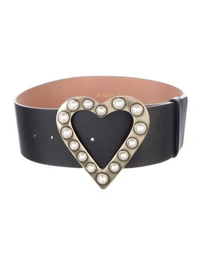 Pre-owned Carolina Herrera Wide Leather Waist Belt In Black