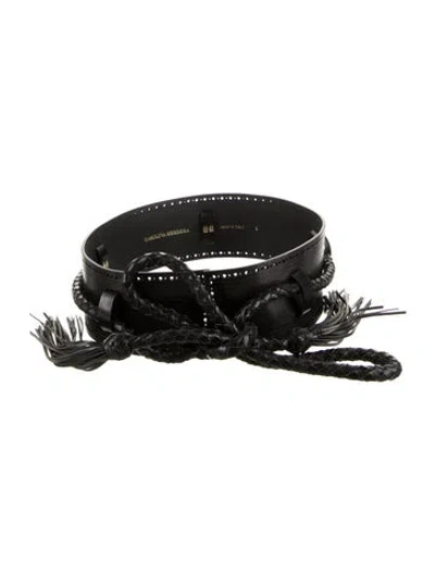 Pre-owned Carolina Herrera Wide Leather Waist Belt In Black