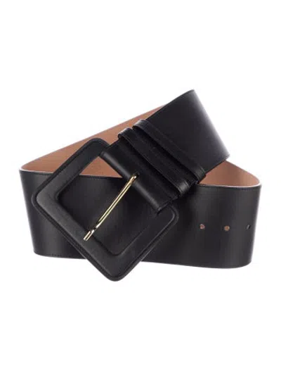 Pre-owned Carolina Herrera Wide Leather Waist Belt In Black