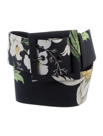 Pre-owned Carolina Herrera Wide Leather Waist Belt In Blue