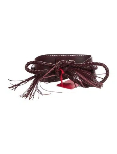 Pre-owned Carolina Herrera Wide Leather Waist Belt In Burgundy