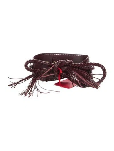 Pre-owned Carolina Herrera Wide Leather Waist Belt In Burgundy