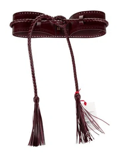 Pre-owned Carolina Herrera Wide Leather Waist Belt In Burgundy