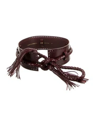 Pre-owned Carolina Herrera Wide Leather Waist Belt In Burgundy