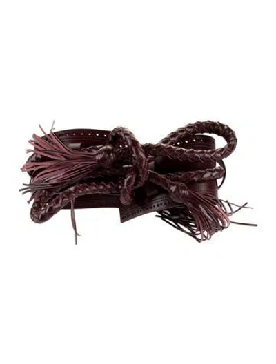 Pre-owned Carolina Herrera Wide Leather Waist Belt In Burgundy