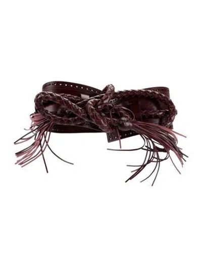 Pre-owned Carolina Herrera Wide Leather Waist Belt In Burgundy