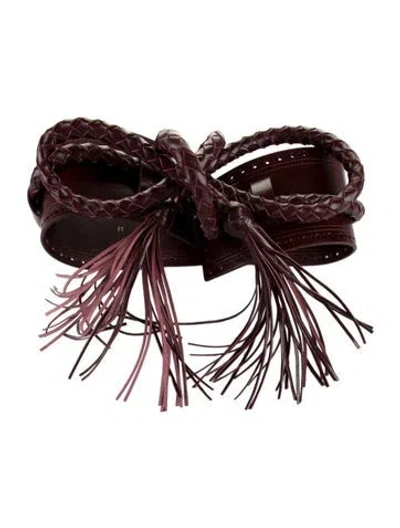 Pre-owned Carolina Herrera Wide Leather Waist Belt In Burgundy