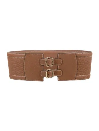 Pre-owned Carolina Herrera Wide Leather Waist Belt In Neutrals