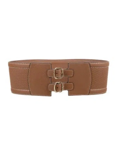 Pre-owned Carolina Herrera Wide Leather Waist Belt In Neutrals