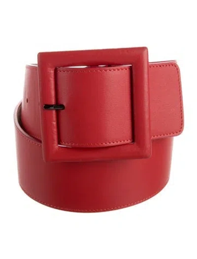 Pre-owned Carolina Herrera Wide Leather Waist Belt In Red