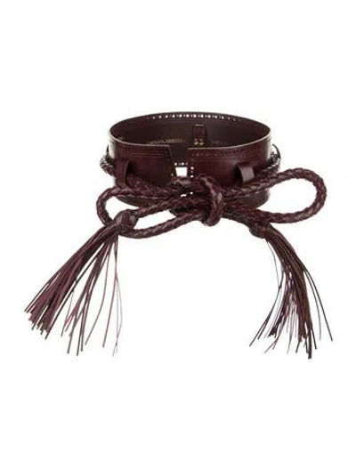 Pre-owned Carolina Herrera Wide Leather Waist Belt W/ Tags In Burgundy