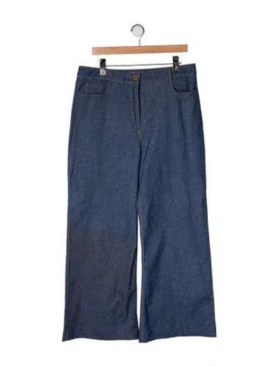 Pre-owned Carolina Herrera Wide Leg Pants In Blue