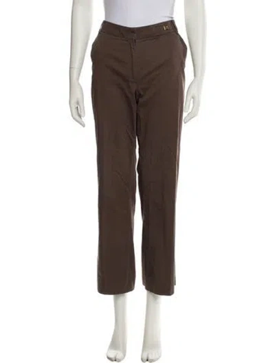 Pre-owned Carolina Herrera Wide Leg Pants In Brown