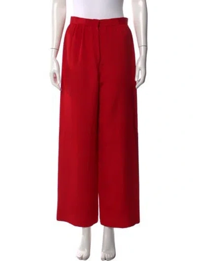 Pre-owned Carolina Herrera Wide Leg Pants In Red