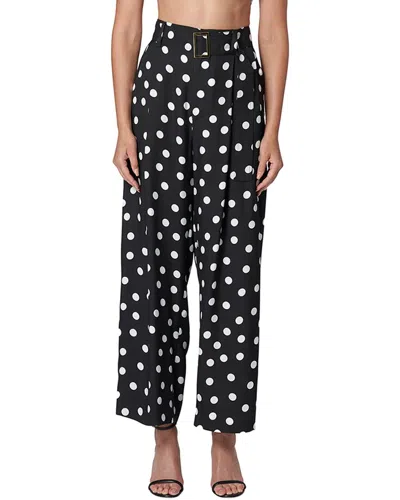 Carolina Herrera Belted Polka-dot Twill Wide-leg Pants In Black
