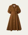 Carolina Herrera Wide Short-sleeve Midi Shirtdress