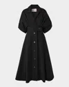 Carolina Herrera Wide Short-sleeve Midi Shirtdress In Black