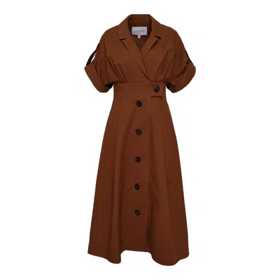 Carolina Herrera Wide Sleeve Shirt Dress In Burgundy