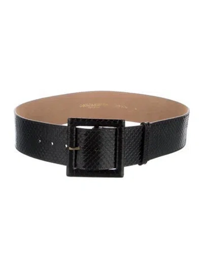 Pre-owned Carolina Herrera Wide Snakeskin Waist Belt In Black