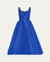 Carolina Herrera Wide Strap Full Midi Silk Dress In Ultramarin