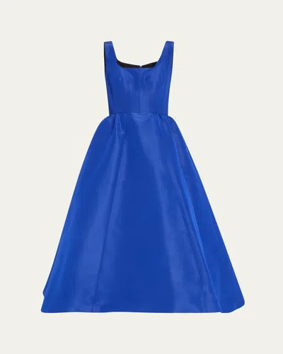 Carolina Herrera Wide Strap Full Midi Silk Dress In Ultramarin