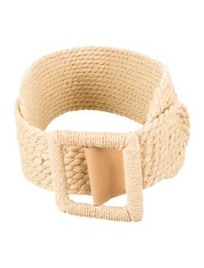 Pre-owned Carolina Herrera Wide Straw Waist Belt In Neutral
