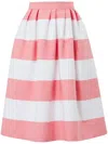 Carolina Herrera Stripe Cotton Blend Skirt In Pink