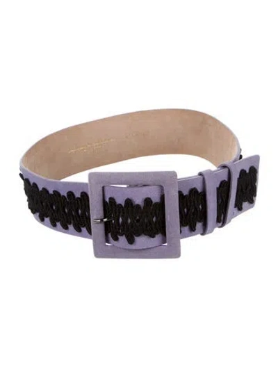 Pre-owned Carolina Herrera Wide Suede Belt In Purple