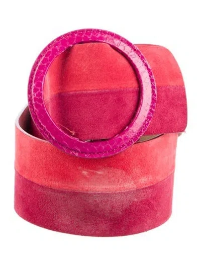 Pre-owned Carolina Herrera Wide Suede Belt In Red