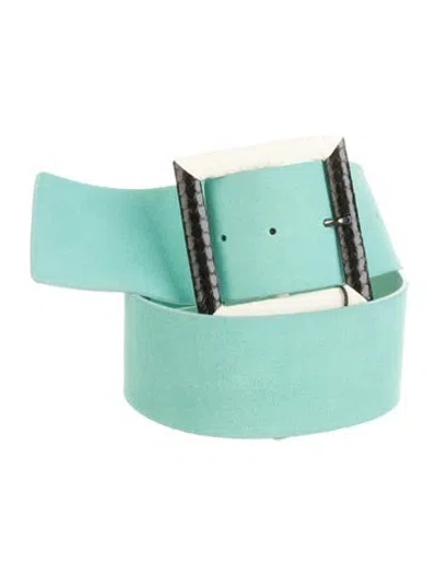 Pre-owned Carolina Herrera Wide Suede Waist Belt In Blue