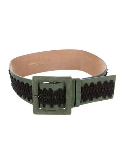 Pre-owned Carolina Herrera Wide Suede Waist Belt In Green