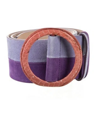Pre-owned Carolina Herrera Wide Suede Waist Belt In Purple