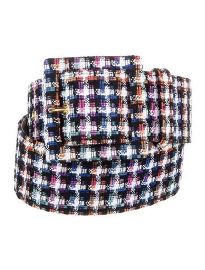 Pre-owned Carolina Herrera Wide Tweed Waist Belt In Black