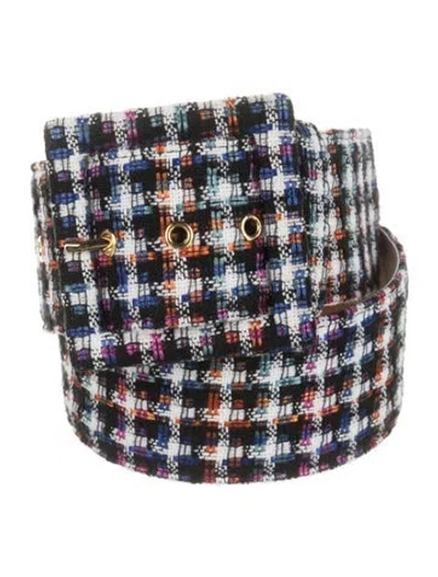 Pre-owned Carolina Herrera Wide Tweed Waist Belt In Black