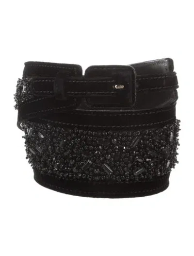 Pre-owned Carolina Herrera Wide Velvet Belt In Black
