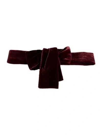 Pre-owned Carolina Herrera Wide Velvet Belt W/ Tags In Burgundy