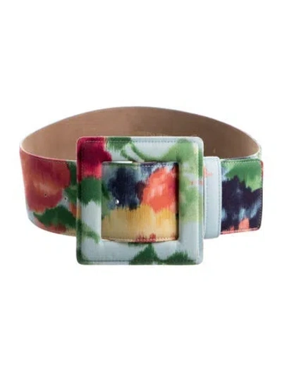 Pre-owned Carolina Herrera Wide Waist Belt In Blue