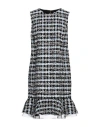 Carolina Herrera Check Tweed Ruffle-hem Sleeveless Mini Shift Dress In Black