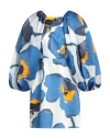 Carolina Herrera Gathered Floral-print Duchesse Silk-satin Mini Dress In Blue